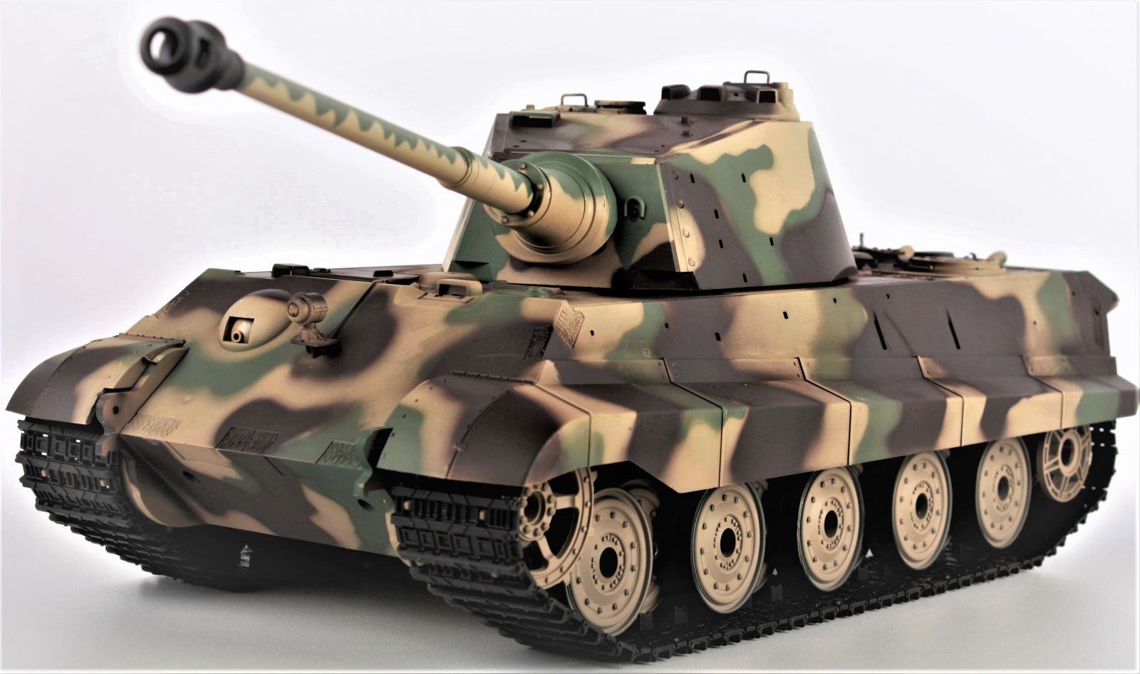 RC Tank 1:16 German King Tiger (věž Henschel), kouř. a zvuk. efekty, střílí kuličky