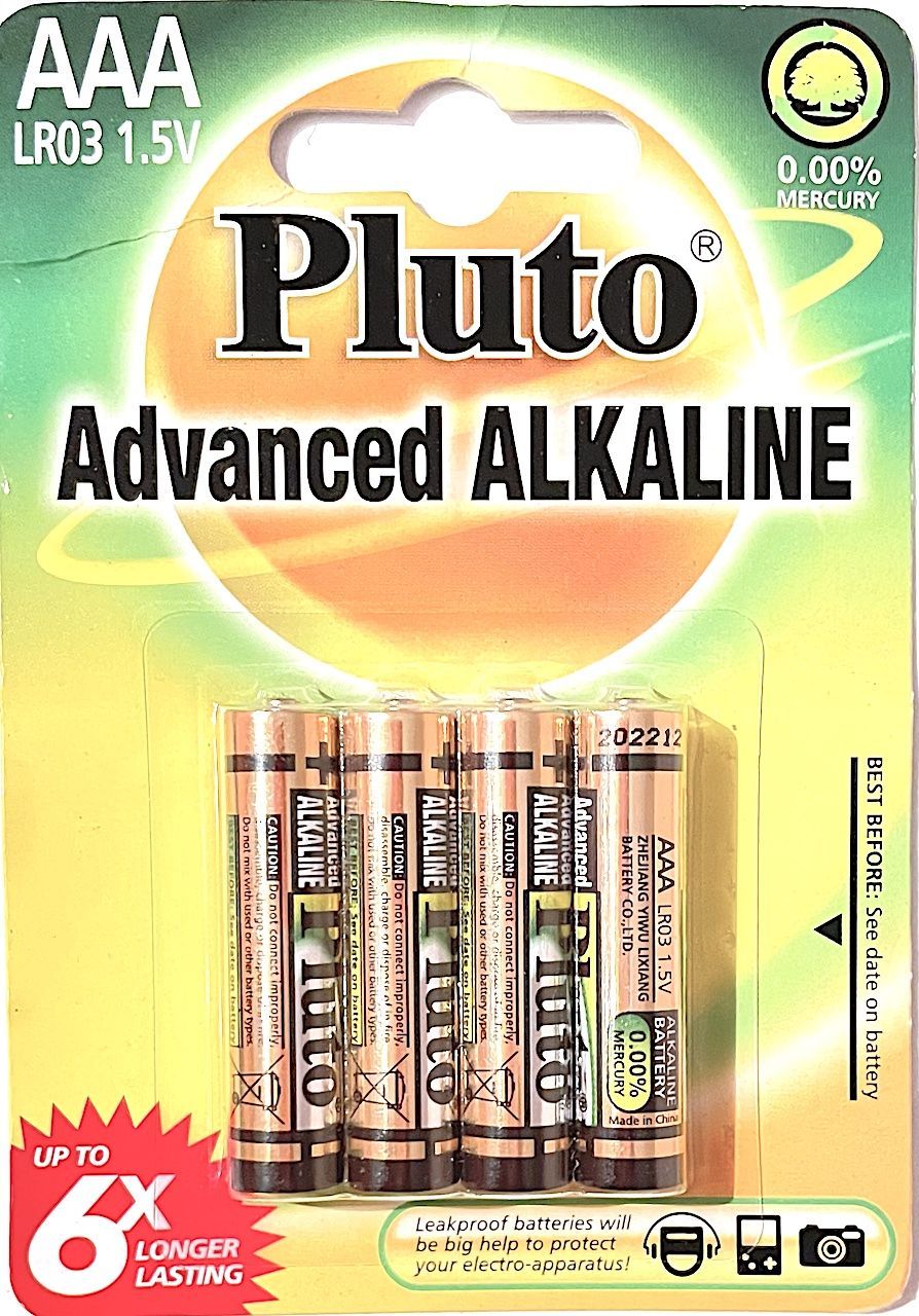 Alkalické baterie Pluto 1.5V AAA (4ks)